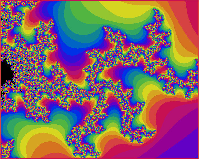 Mandelbrotbild »Die vier unendlichen Kontinente«.
Grösserer Umfang von 85¼ KB